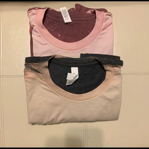 Bleached tee shirts in charcoal and maroon